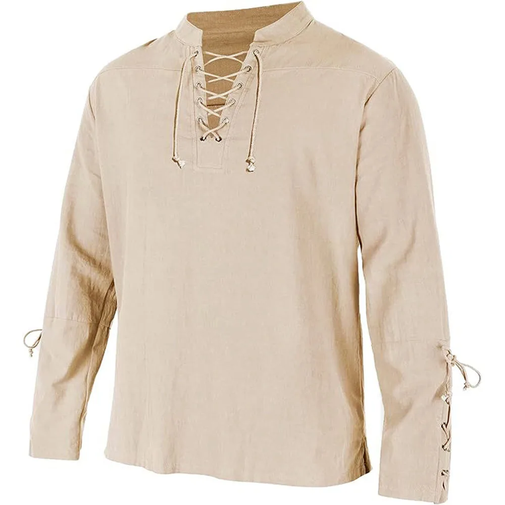 Heren shirts met lange mouwen, - Medieval Gothic Lace Up Pirate Shirt recensie en prijs