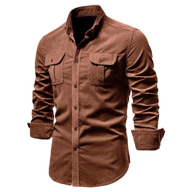 Vintage Effen Kleur Corduroy S - Corduroy Button Up Shirt Men recensie en prijs