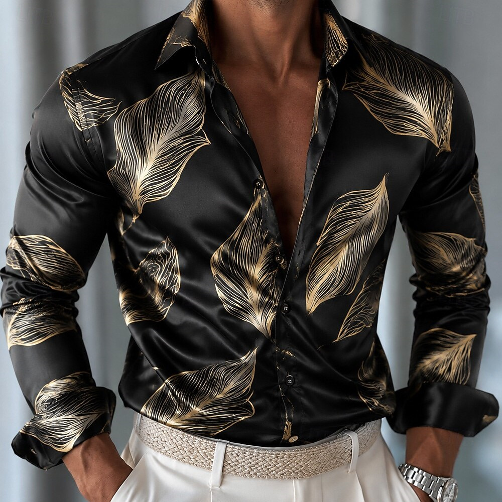 Heren satijnen overhemd met bl - Mens Satin Silk Dress Shirt recensie en prijs