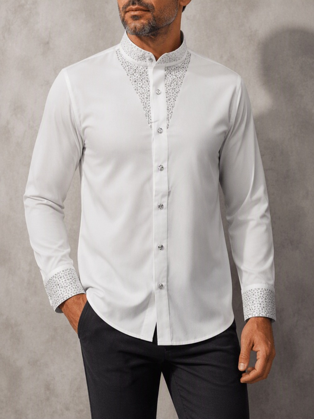 Heren casual zakelijk blouse,  - Mandarin Collar Formal Shirt Slim Fit recensie en prijs